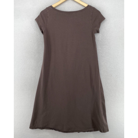 EILEEN FISHER Dress PS Stretch Organic Cotton Jersey T-Shirt Cap Sleeve Brown - Picture 3 of 9